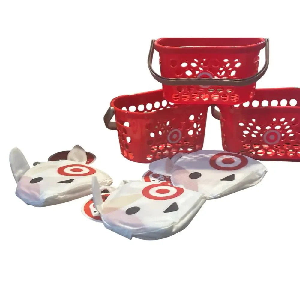 Target Mini Shopping Basket Set + Reusable Bullseye Bags Bundle
